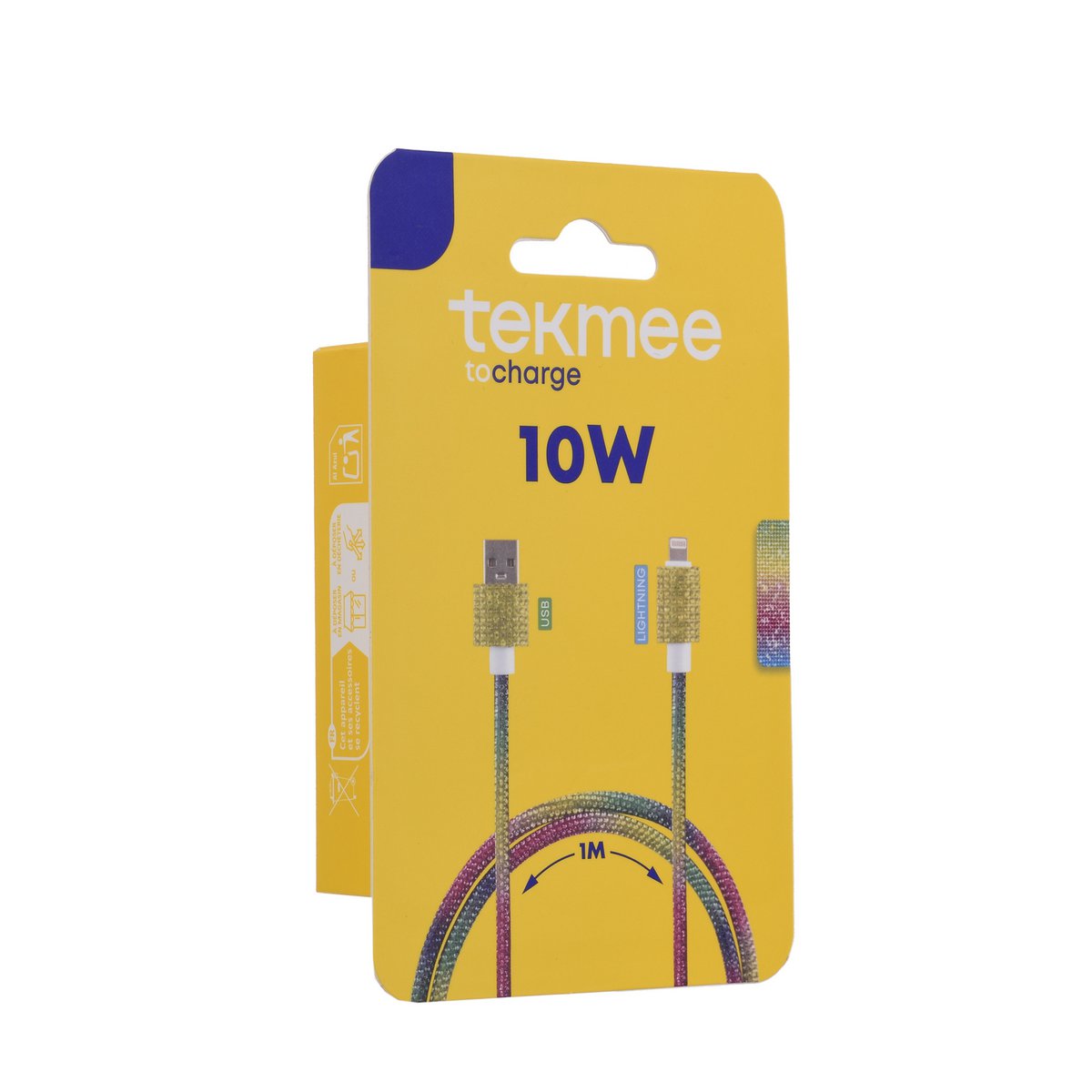 USB-Kabel in Lightning 1 m in Regenbogen-Strasssteinen-10W
