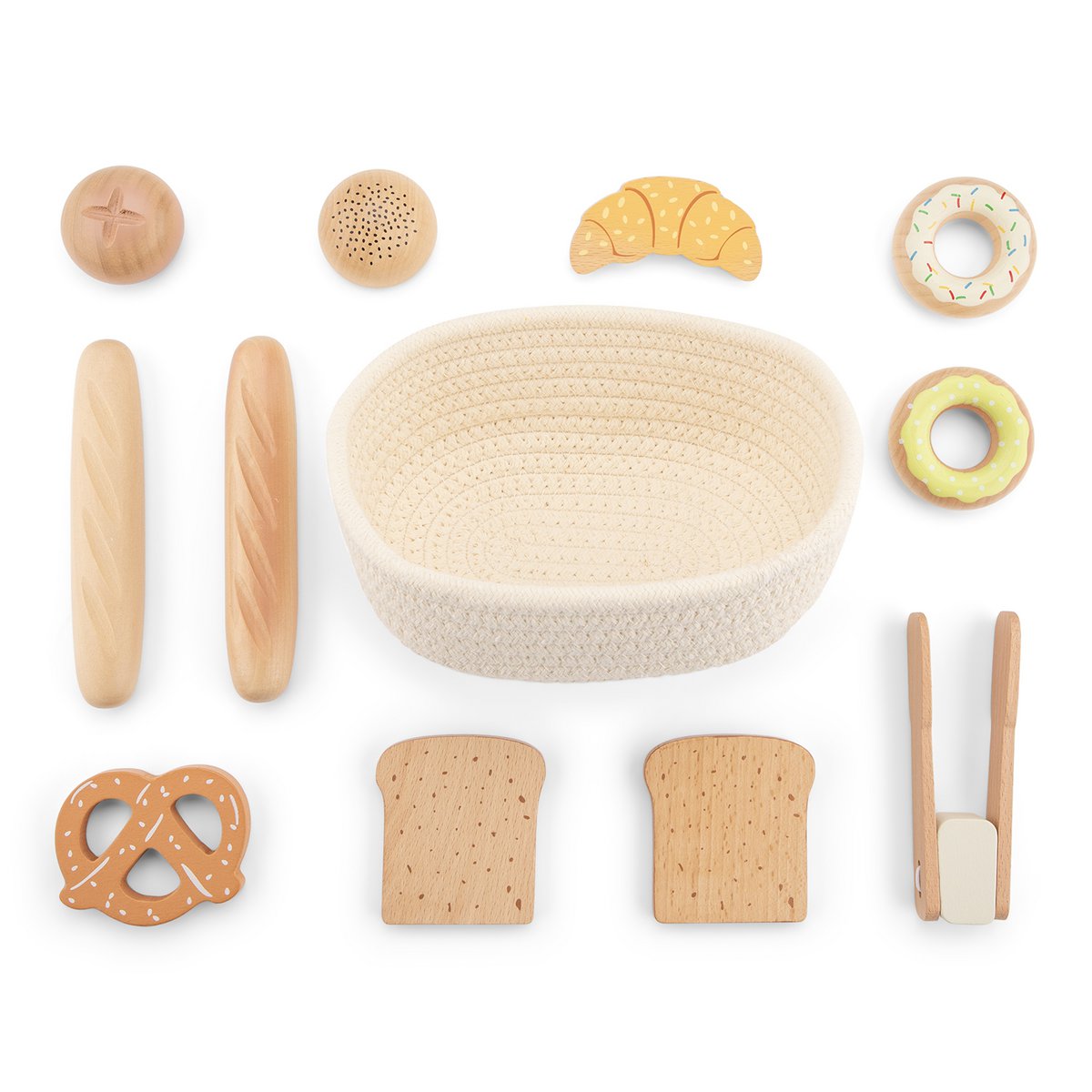 Juego de canasta de pan de madera