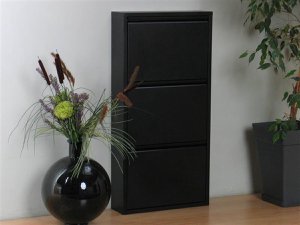 Metal shoe cabinet 3 - doors | Matt black