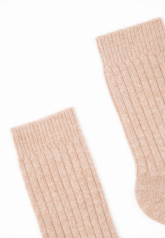 UNI 12 Calza in costa tradizionale a 4 fili di cashmere cammello