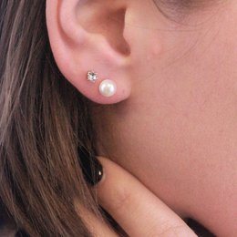 Vollmond-Perlenohrringe – Silber und Kristall