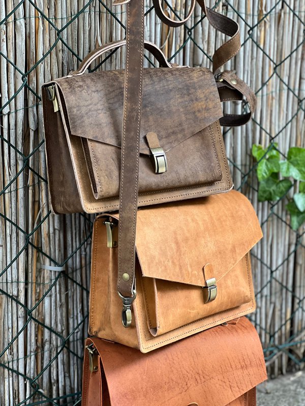 Handgemaakte lederen Crossbody tas