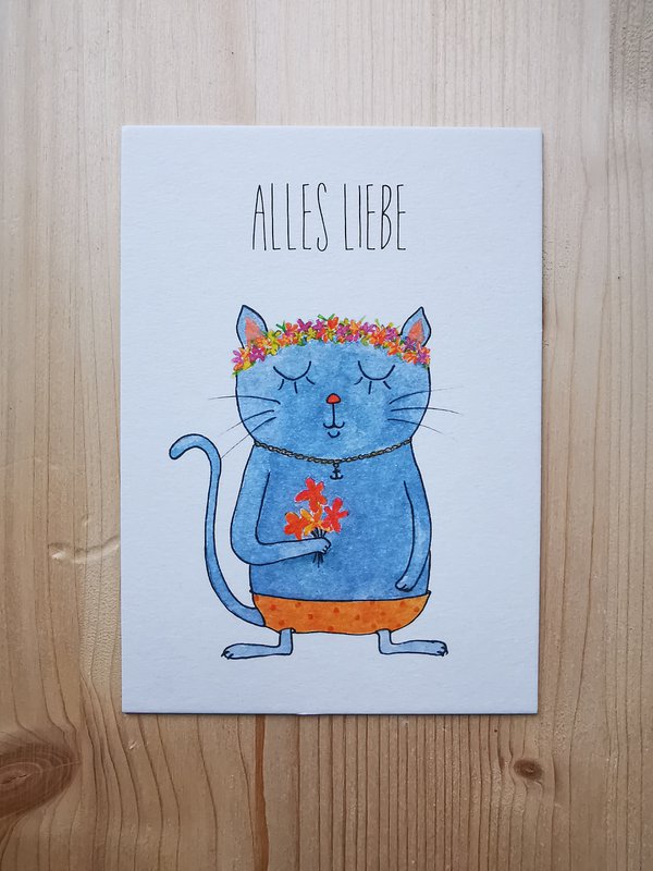 Postcard cat - all the best