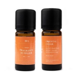 Amber-colored diffuser refill with a warm, woody oriental cedar fragrance.