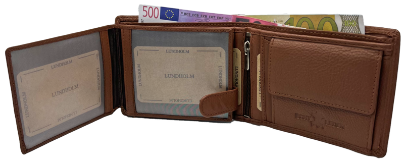 Lundholm Leder-Geldbörse für Herren in Braun und Bieröffner-Schlüsselanhänger aus echtem Leder – passendes Set in luxuriöser Geschenkbox – Vatertagsgeschenk, Vatertagsgeschenkpaket – Geschenk für Männer, Flaschenöffner, Herrengeschenke, Vatertagsgesc
