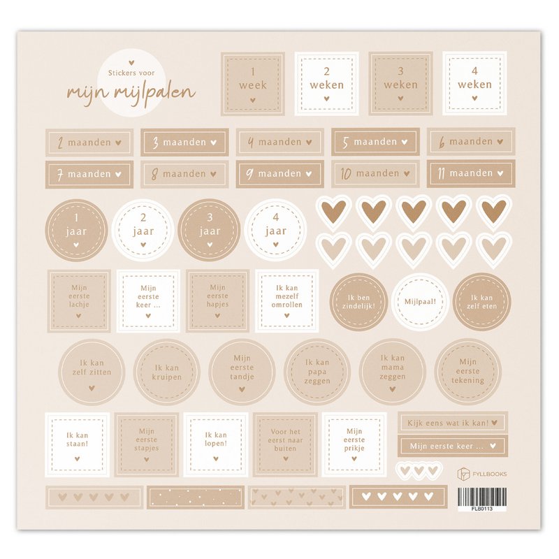 Fyllbooks Sticker sheet My milestones - Beige