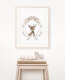 Vintage-Stil Hirsch Poster, Hirsch Poster, Hirsch Druck, süßes Hirsch Poster, Mädchenzimmer Poster, süßer Hirsch Druck, Mädchen Kinderzimmer Kunstdruck, Mädchenzimmer