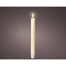 Tall, cylindrical LED candle in a creamy wax color, measuring 2.2 cm in diameter and 24.5 cm in height.