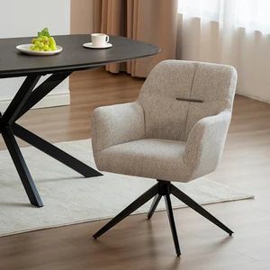 Sona Armchair [Set of 1] [Linen fabric] [360-degree swivel base]