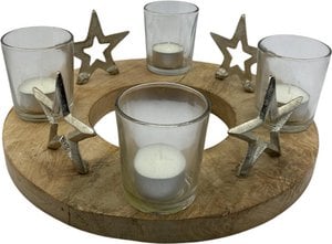 Teelichthalter aus Teakholz ø 30 cm