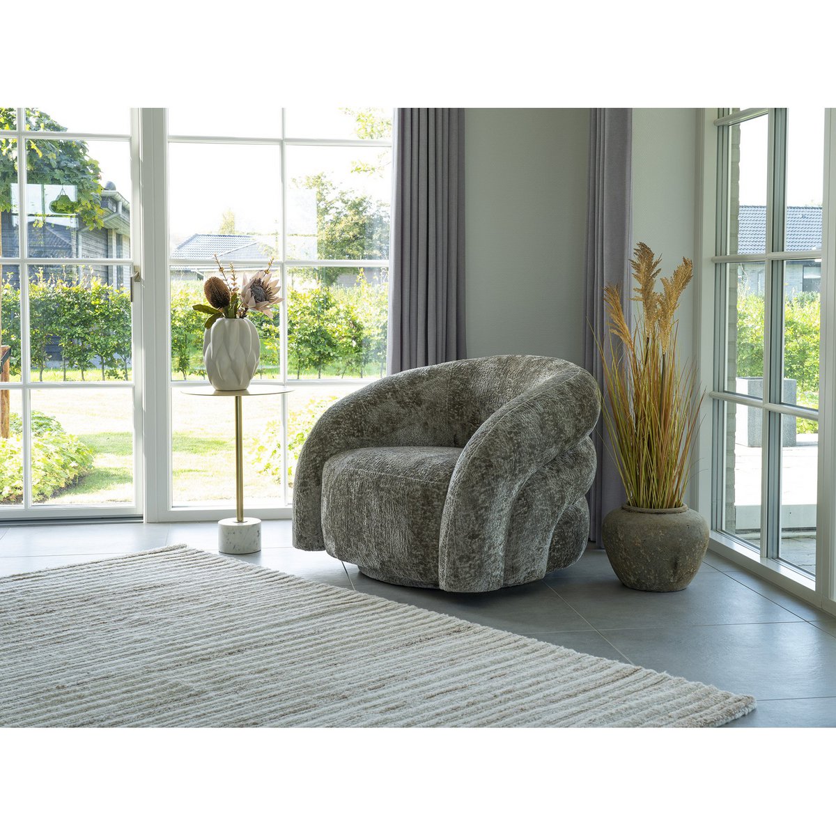 Valletta Lounge Chair with swivel function - Natural, 93x83x70 cm