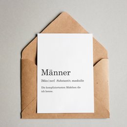 Ansichtkaart "Woordenboek: Mannen"