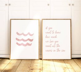 Wenn Sie wissen möchten, wie sehr wir Sie lieben, Poster, nautisches Poster, rosa Ozean-Poster, nautisches Mädchen-Thema, rosa Wellen, Mädchen-Surf-Poster