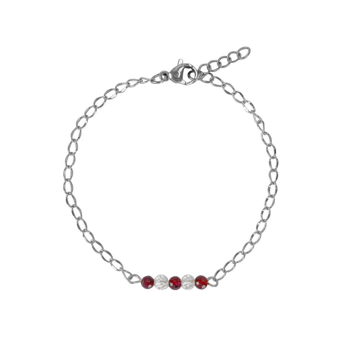 Bracelet Cristal de Roche & Grenat - Argent