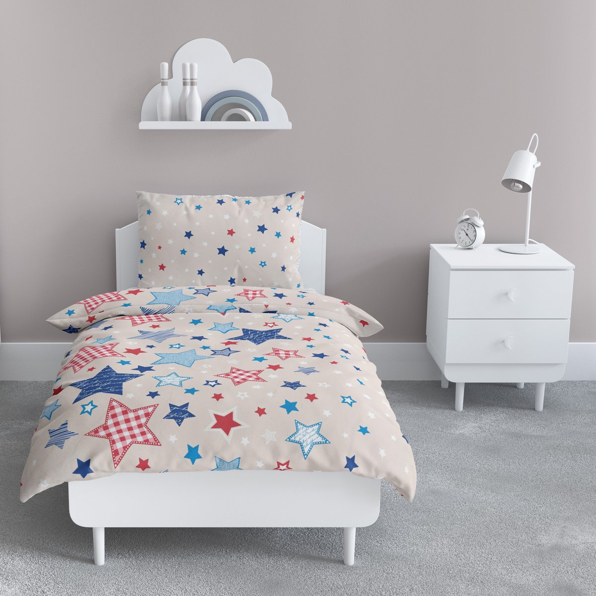 Beaver beddengoedset 100x135cm sterren in beige blauw