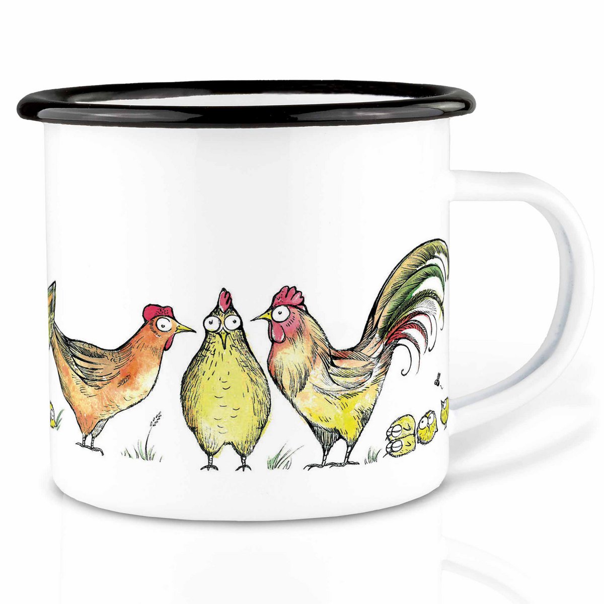 Enamel cup – fox in chicken fur