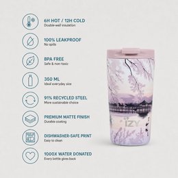 IZY Thermos Mugs - Sunset Lake - 350ML To-Go Insulated Coffee mug