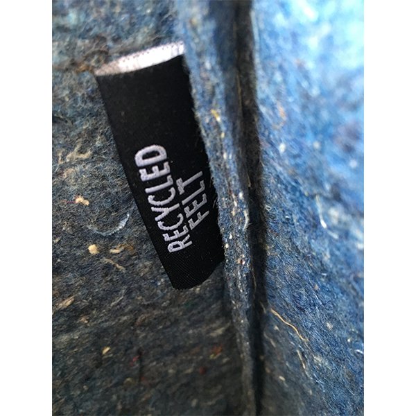 Recycled Jeans Shoulder Bag with text