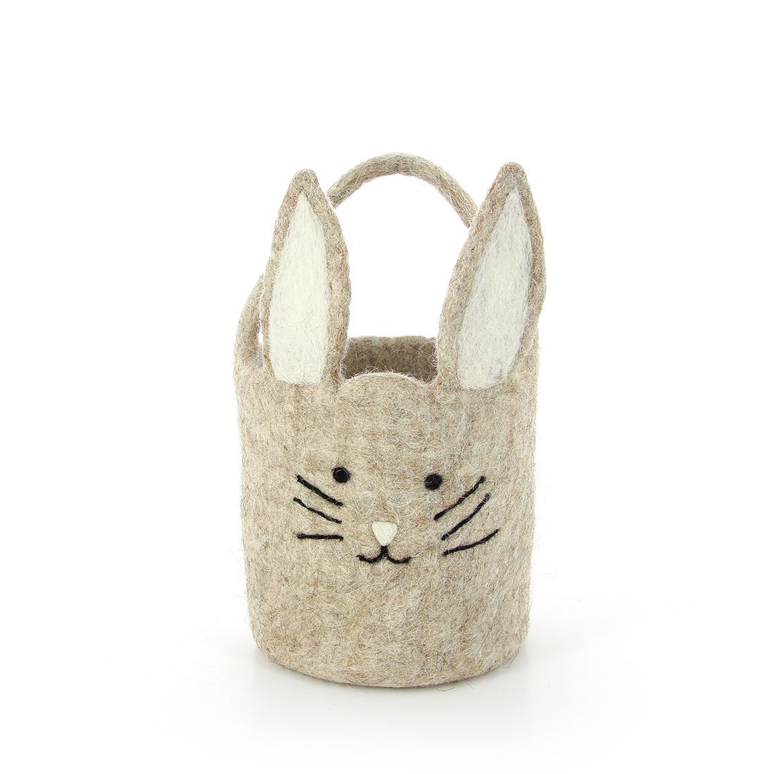 Ostereier-K rbchen Hase GREIGE, 100% Filz Naturprodukt mit Henkel & Puschel, Fair Trade Handarbeit aus Nepal! Ostern Eiersuche Kinderkorb, S