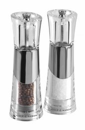 Precision+ Bobbi Pepper and Salt Mill Set, 18.5cm, stainless steel, adjustable grind settings, for seasoning food.
