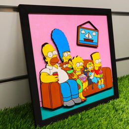 3D-Simpsons-Wandrahmen aus Holz, Simpsons-Familie auf der Couch, Nerd- und Geek-Geschenk, Einweihungsparty, Wanddekoration, Geschenk für Fan, Heimdekoration