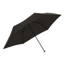 A simple, black umbrella with a minimalist design. The umbrella features a sleek, compact frame and a solid black canopy that provides reliable protection from the rain.