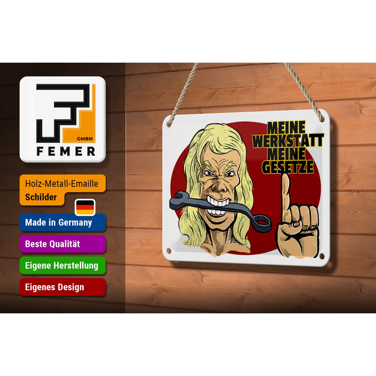 Tin sign note 18x12cm My workshop my laws decoration