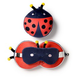 Relaxeazzz Adorabugs Ladybird pluche reiskussen en oogmasker