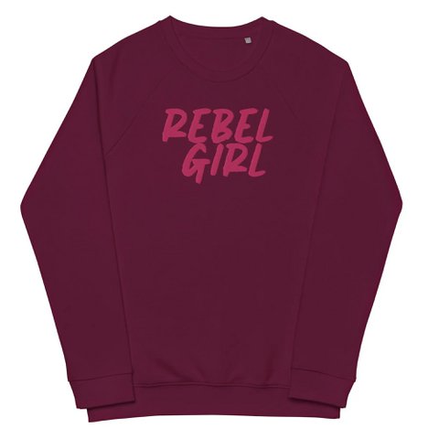 Rebel Girl Unisex biologisch raglan sweatshirt Biologische kleding met BORDUURSEL
