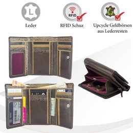 Sunsa Damen Geldbörse. Leder Geldbeutel. Portemonnaie mit RFID Schutz. Brieftasche aus Leder. Große Geldbörse für Frauen mit vielen Kreditkartenfächern- Wallet für Damen, Geschenkidee