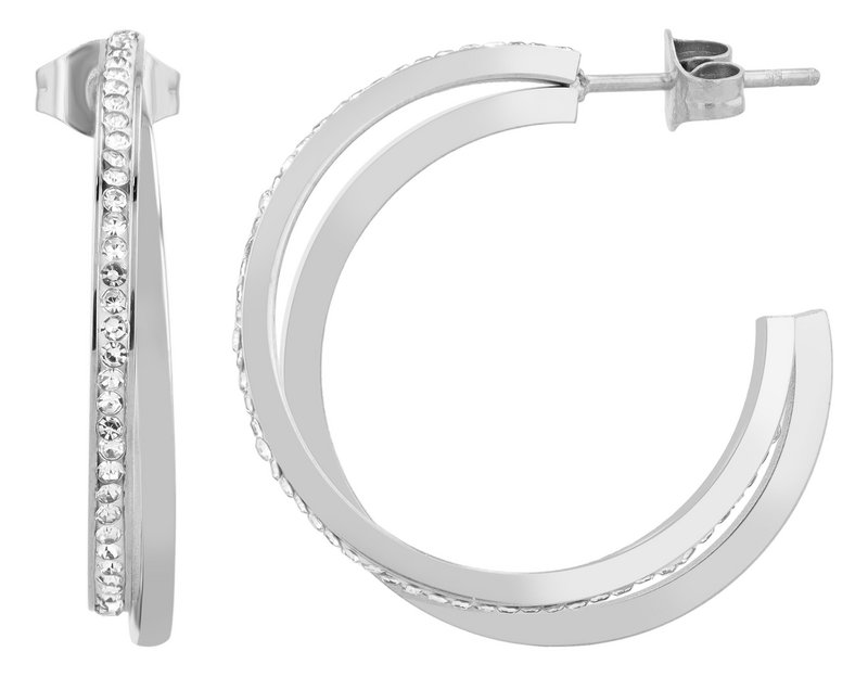 "Vanessa" double hoop earrings made of stainless steel with silver trim