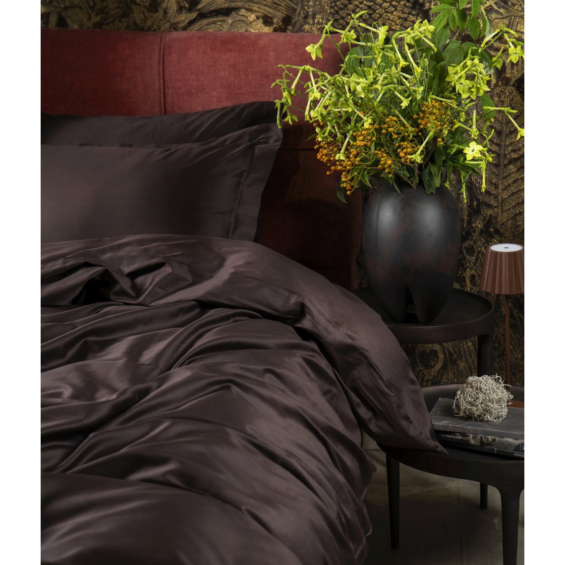 Sateen bed linen set Solid Chocolate Oud