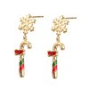 Earrings - Candy cane with snowflake