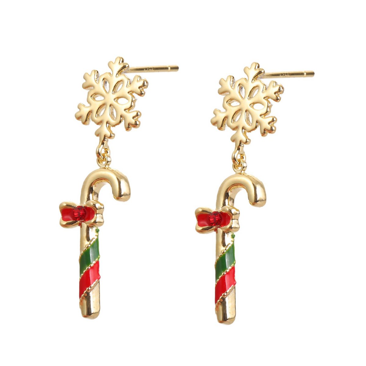 Earrings - Candy cane with snowflake