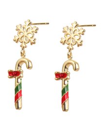 Earrings - Candy cane with snowflake