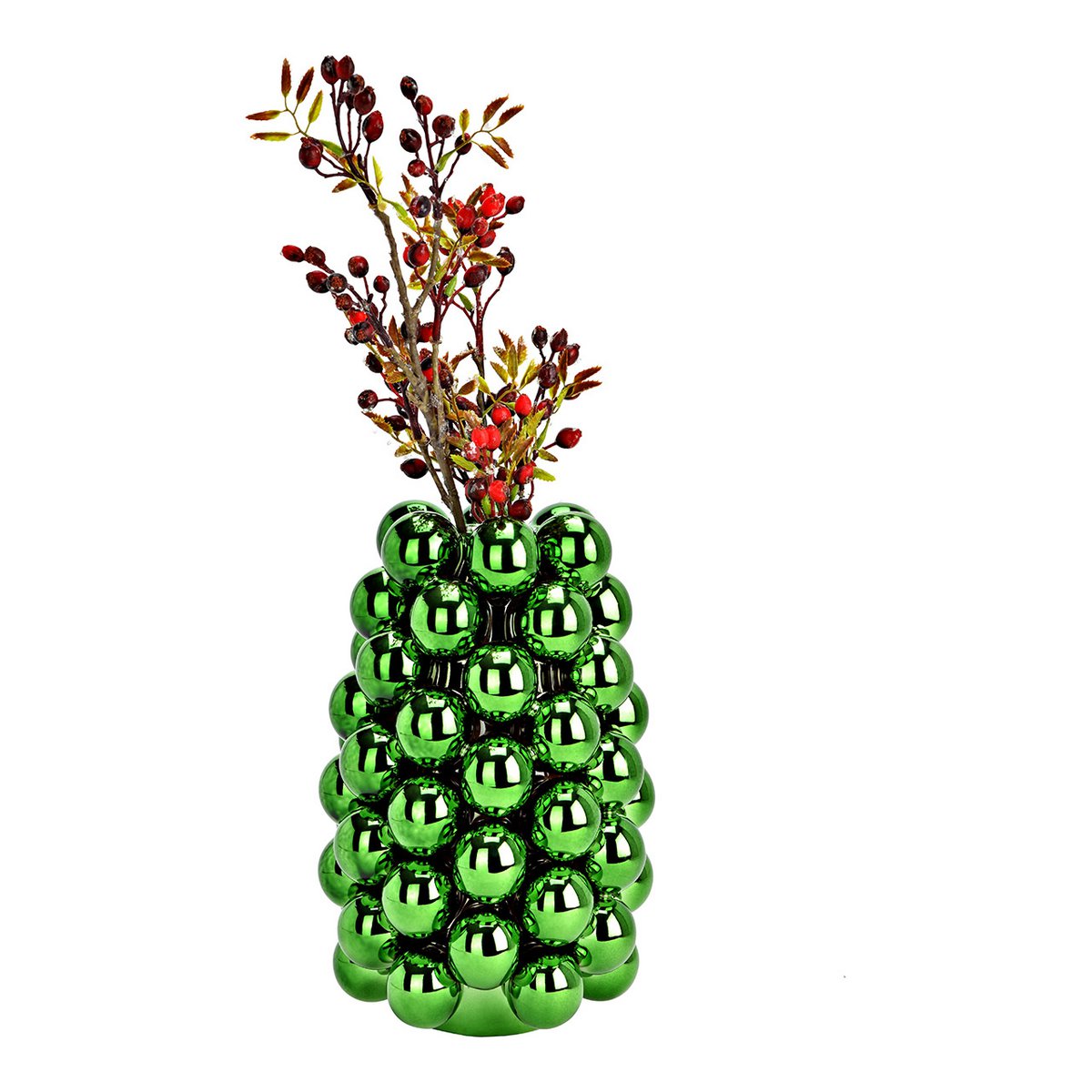 Vase Bubble aus Porzellan, Dunkel Grün (B/H/T) 16x24x16cm