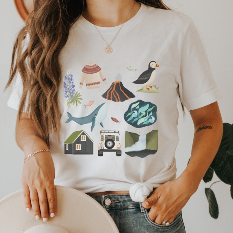 Tshirt Islandia Travel - BAWEŁNA ORGANICZNA Koszula Skandynawia - Islandia Pamiątka