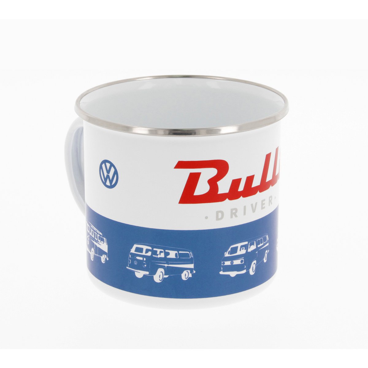 Volkswagen VW T1 Bus Emaille Mok 500ml in Geschenkdoos - Klassieke Bus/Blauw/Wit