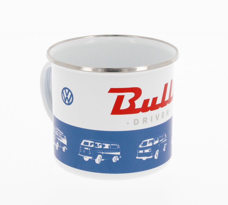 Volkswagen VW T1 Bus Tasse en émail 500 ml dans une boîte cadeau - Bus classique/Bleu/Blanc