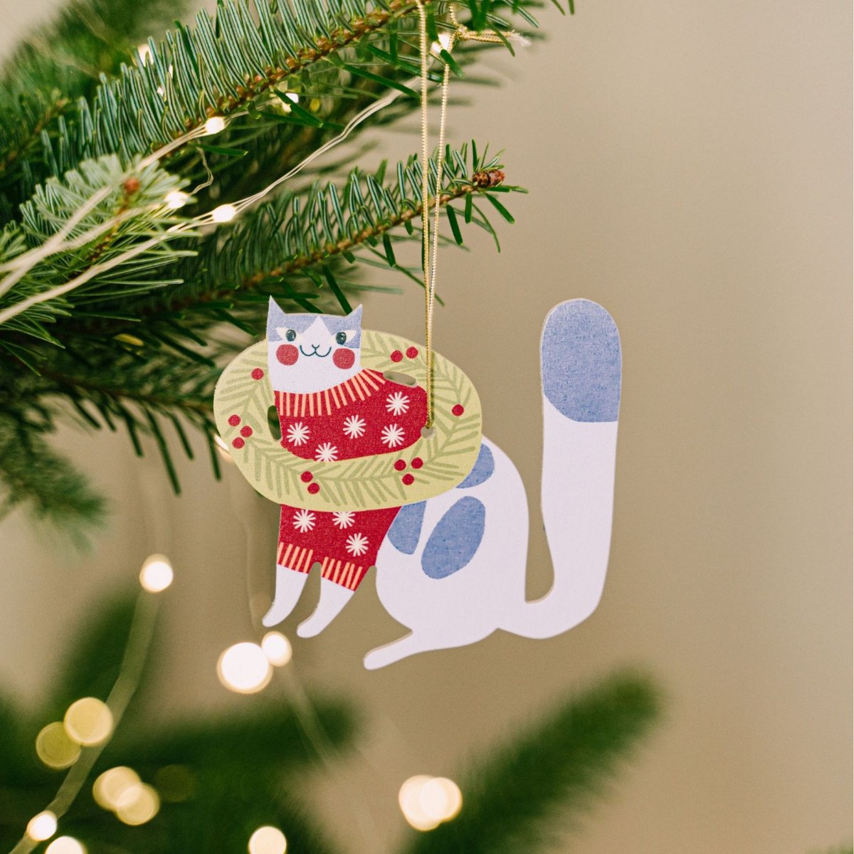 Funny Purple Cat Christmas tree hanging decoration