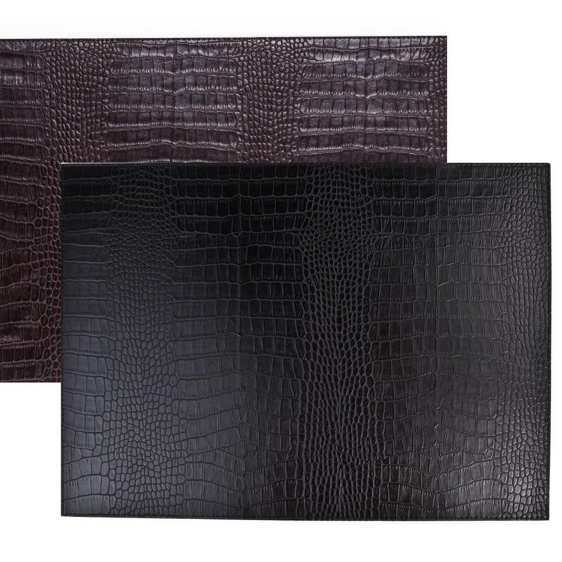 Tischset 6-er Set rechteckig Kroko dunkelbraun schwarz