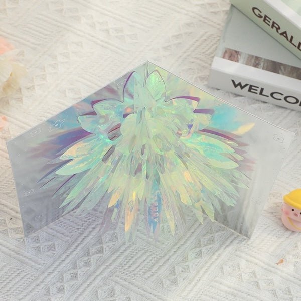Biglietto pop-up 3D con fiori scintillanti e torta di compleanno