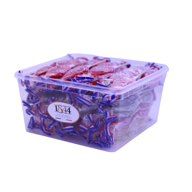 100 lecca lecca alla frutta per Lampone - Fragola - Mela - Limone - Caramello Display - 1300g