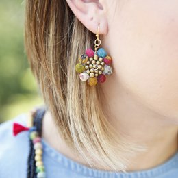 Kantha Sonnenblumen Ohrringe
