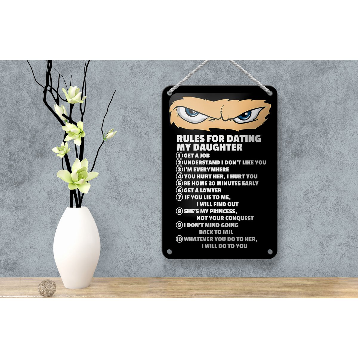 Blechschild Spruch 12x18cm Rules for dating my daughter Ninja Schild