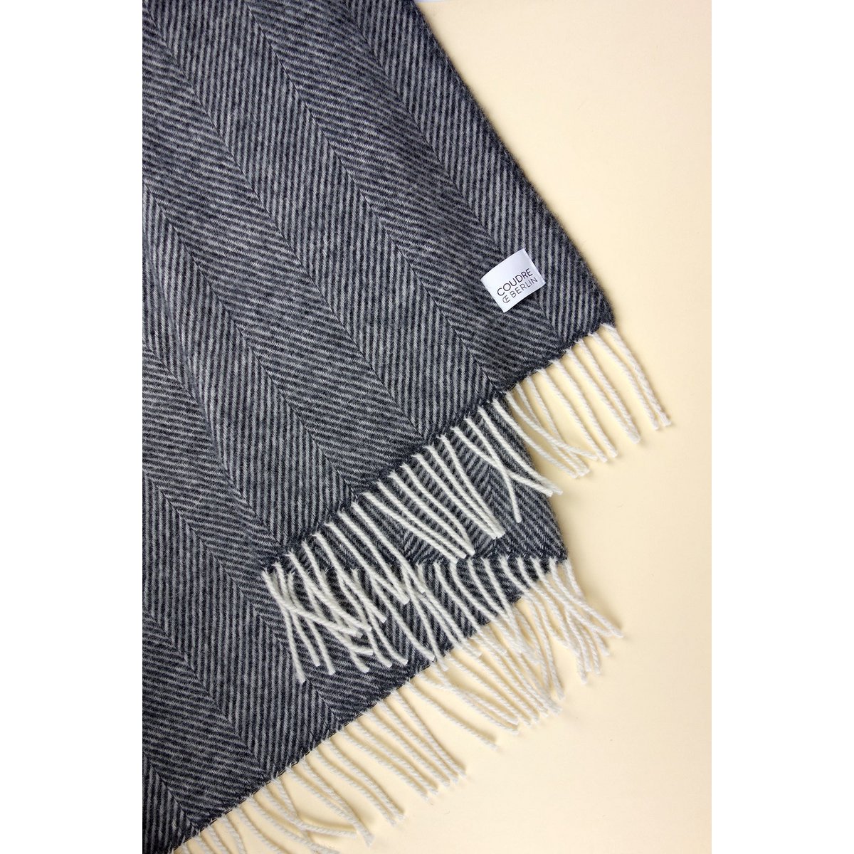 Wool blanket / cuddly blanket herringbone anthracite