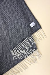 Wool blanket / cuddly blanket herringbone anthracite