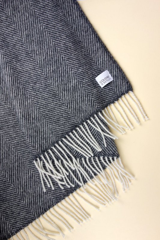 Wool blanket / cuddly blanket herringbone anthracite