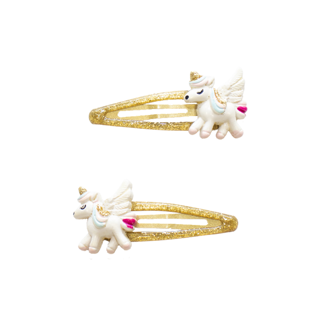 Pasadores para el pelo - Steller unicornios dorados