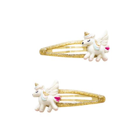 Hair clips - Steller golden unicorns